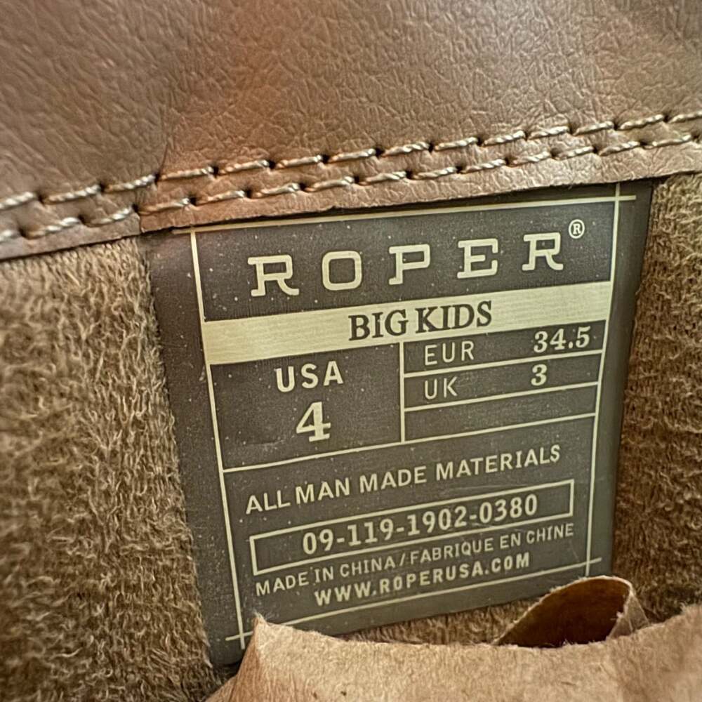 Roper Big Kids American Flag Square Toe Western Boots Size 4 - Picture 7 of 8